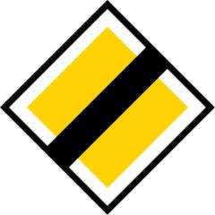 Vägmärke B5: Huvudled upphör